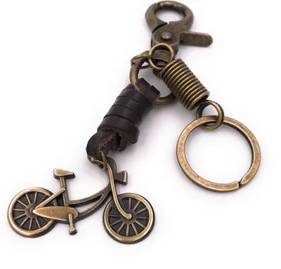 Produktbild von Onwomania Schlüsselanhänger Fahrrad Drahtesel bronze Leder Anhänger Keychain
