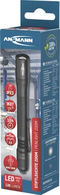 Obrázek produktu pro ANSMANN 1600-0563 ANSMANN LED svítilna PL130B Zoom, hliníkové pouzdro