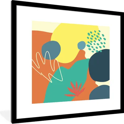 Produktbild von MuchoWow® Gerahmtes Poster Sommer - Flecken - Abstrakt 40x40 cm - Poster mit Schwarzem Bilderrahmen Wandposter Rahmen Foto Bilder - Poster - Plakat im Rahmen