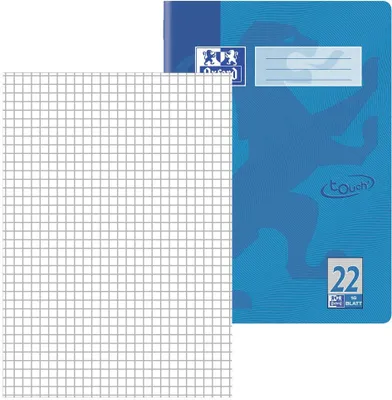 Image de Cahier d'écolier Oxford "Touch" DIN A4 Lineature 22 quadrillé bleu clair 16 feuilles