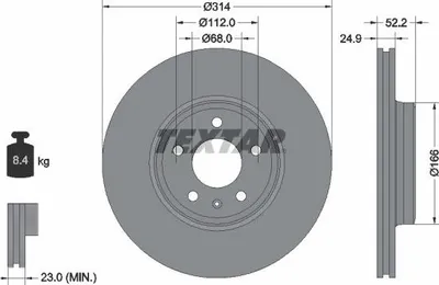 Produktbild von 2x TEXTAR Bremsscheibe 92159905 für AUDI A4 Avant (8K5 B8) A5 Sportback (8TA)