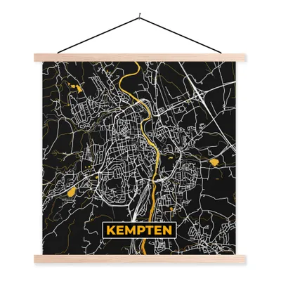 Produktbild von MuchoWow® Textilposter Gold - Deutschland - Karte - Kempten 120x120 cm mit holzfarbenen Rahmen - Textil-Poster