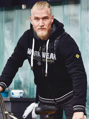 Produktbild von Roadsign australia Herren Sweatjacke mit Kapuze - Kapuzenjacke gefüttert mit Berberfleece in Schwarz Größe XL