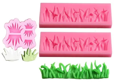 Obrázek produktu pro 3D silikonová forma na trávu, trávník, 3 kusy. Forma na pečení, fondant, koláče, mýdla. Dekorace na dorty