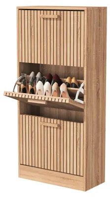 Image de Meuble à chaussures, design moderne, solution de rangement pratique, 60 × 24 × 113 cm