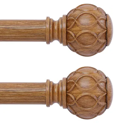 Image de TANGWIN, lot de 2 tringles à rideaux en bois pour fenêtres, longueur de 71,1 à 122,9 cm, diamètre de 2,5 cm