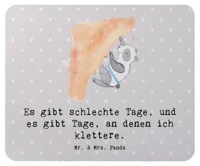 Produktbild von Mr. & Mrs. Panda Mouse Pad Panda Klettern - Grau Pastell - Geschenk, Mauspad, Klettersport, pc mousepad, mausunterlage, Bouldern, Kletterhalle, computer