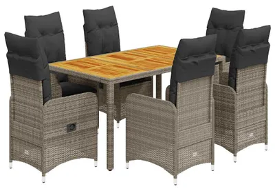 Obrázek produktu pro vidaXL 7dílná zahradní bistro souprava s polštáři šedý polyratan