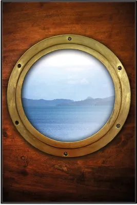 Produktbild von Wallario Wandbild Guckloch aus dem Boot, Größe: 61 x 91,50 cm, Poster mit schwarzem Aluminiumrahmen