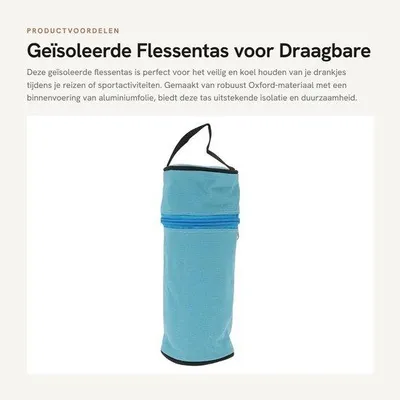 Produktbild von Isolierter Flaschenhalter – Tragbarer Flaschenhalter – Robustes Oxford-Material – Hitzebeständig – Aluminiumauskleidung – Ideale Trinktemperatur – Getränketasche