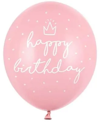 Productafbeelding van PartyDeco SB14P-244-081J-6, speelgoedballon, latex, roze, wit, verjaardag, ovaal, 30 cm