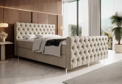 Produktbild von yourhouse24 Boxspringbett Chester Plus (Bonell-Matratze und Topperr), mit zwei Bettkästen (Farbe: Monolith 02, Größe: 180x200 cm)