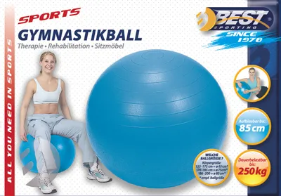 Produktbild von Best Sporting Gymnastikball 85 cm Ø - Tragkraft: bis ca. 250 kg - Farbe: Blau