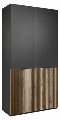 Produktbild von Masseno Drehtürenschrank ATELIO 101/200/51 cm Moderner Kleiderschrank für Schlafzimmer 2-türig Schwarz + Eiche
