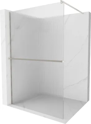 Produktbild von Mexen Kioto+ Duschwand mit Ablage Walk-in 110 x 200 cm, transparent, gebürstetes Nickel - 800-110-121-97-09