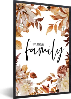 Produktbild von MuchoWow® Gerahmtes Poster Sprichwörter - Zitate - Liebe macht eine Familie 60x90 cm - Poster mit Schwarzem Bilderrahmen Wandposter Rahmen Foto Bilder - Kunst