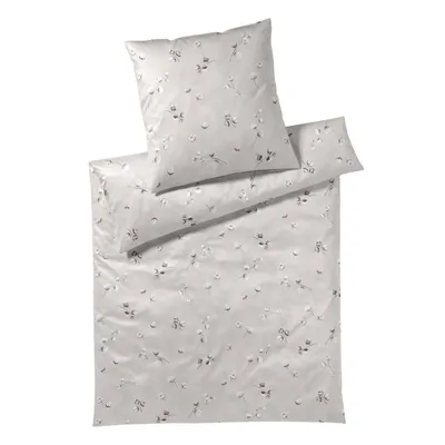 Produktbild von elegante Mako-Satin-Bettwäsche-Garnitur Baumwolle Flower Farbe Natur Größe 135x200+80x80cm