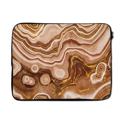 Produktbild von MuchoWow® Laptop Hülle 17 Zoll Laptoptasche Gold - Achat-Geode - Steine - Braun - Zipper - Schutzabdeckung