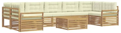 Immagine prodotto di Set da salotto da esterno vidaXL, 8 pezzi, bianco e crema, in legno massello di acacia