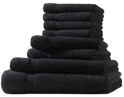 Produktbild von XL-Set 8tlg Frotteetücher Elegance 100% Baumwolle 500 gsm Gästetücher Handtücher Duschtücher Badetücher schwarz