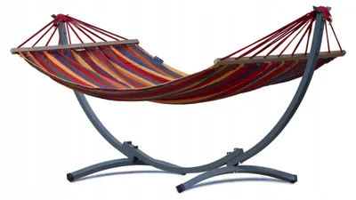 Produktbild von Potenza Hängematte mit Gestell I Stabiler Rahmen 200kg - 250cm Balkon I StabHängematte 200x120cm I Indoor Outdoor Garten Pool Terrasse Stahl