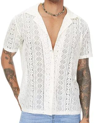 Immagine prodotto di Solidchoice - Canotta in pizzo da uomo, traspirante ed elegante