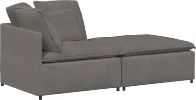 Produktbild von vidaXL Modulares Sofa mit Fußhocker Kissen Cordstoff Hellgrau