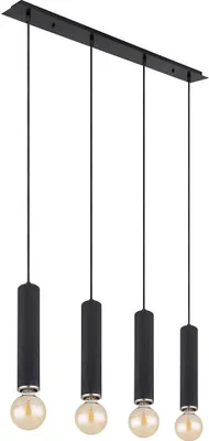 Produktbild von LED Hängeleuchte, Holz, schwarz, 4-flammig, H 120 cm