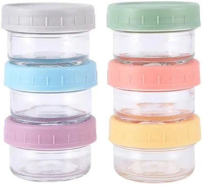 Image de Petits récipients en verre sans BPA de 80 ml avec couvercle, lot de 6