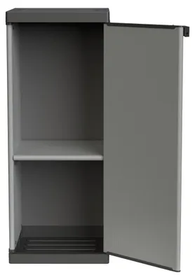 Imagen del producto de Armario de plástico con 1 puerta, 1 estante, dimensiones 34 x 40 x 85 cm, modular, apto para interior y exterior