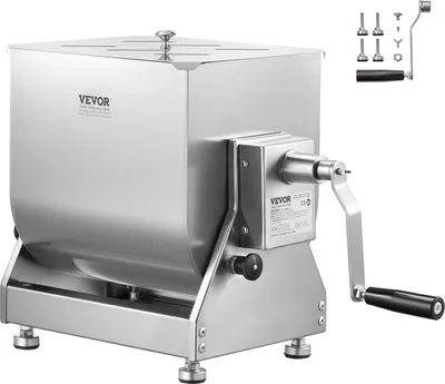 Produktbild von VEVOR Manual Meat Mixer, 20L Tilt Tank Fleischverarbeitung Ausrüstung (Mischen Max 30LBS für Fleisch), Edelstahl-Fleisch-Mixer, mit Deckel Handle Gear Reducer