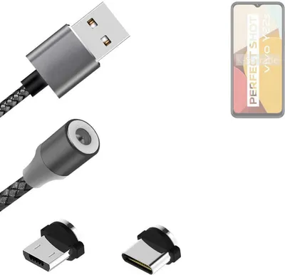 Produktbild von K-S-Trade Hochwertiges Magnet-Lade-kabel Sync-Kabel Daten-Kabel für Vivo Y22s mit USB-Typ-C-Anschluss und Micro-USB-Anschluss 2A bis zu 480mbps