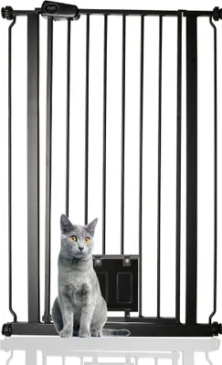 Produktbild von Bettacare Haustiergitter mit verriegelbarer Katzenklappe, 75cm - 84cm, Schwarz