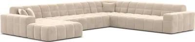Produktbild von Samtstoff U-Form XXL Wohnlandschaft Nivara Creme Links