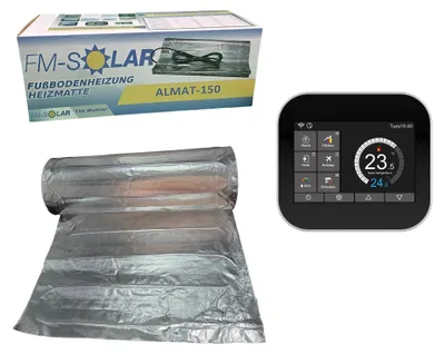Produktbild von 7m² Elektrische Fußbodenheizung 150W/m² elektro Bodenheizung ALU + Thermostat WiFi Deluxe Schwarz