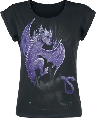 Produktbild von Spiral T-Shirt Damen Pocket Dragon schwarz Gothic, Rockwear 100% Baumwolle XXL