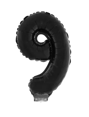 Produktbild von Zahlen Folienballon 41 cm mit Stab - Schwarz Zahl 9
