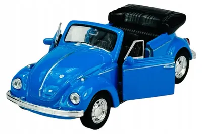 Obrázok produktu pre Model auta Volkswagen Beetle Cabrio v modrej metalickej farbe, výrobca Welly, mierka 1:34
