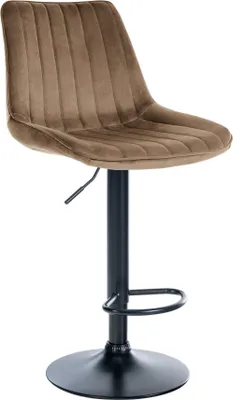 Obrázok produktu pre Moderná barová stolička SAMT - zamat, ergonomický komfort, otočná o 360° | farba: hnedá | farba podstavca: čierna