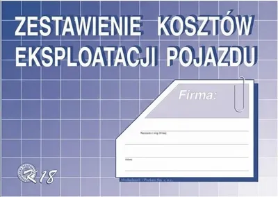 Zdjęcie produktu dla Michalczyk & Prokop M&P K18 – Książeczka do rozliczania kosztów eksploatacji pojazdów, przeznaczona do rejestrowania kosztów eksploatacji pojazdów, książeczka formularzy dla pojazdów służbowych i firmowych, EAN 5906858001402