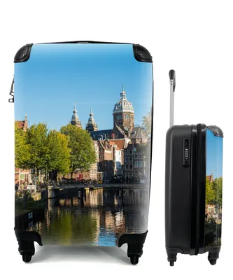 Produktbild von MuchoWow® Koffer Handgepäck Trolley Rollkoffer Kleine Reisekoffer mit 4 Rollen - Die Zwillingstürme des Rijksmuseums in Amsterdam - Cabin Size < 55x40x23 cm & 55x40x20 cm - Fotokoffer - Kabinenkoffer - Boardgepäck - Reise-Box - Reisekoffer - Reisegepäck - Koffer mit Bild - Trolley für Kinder