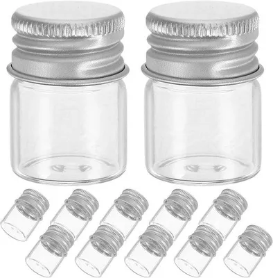 Zdjęcie produktu dla Szklane butelki, 12 sztuk - mini, pojemność 100 ml - z zakrętką - idealne do napojów z imbirem