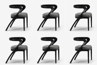 Zdjęcie produktu dla Zestaw 6 krzeseł, nowoczesny design, kolor czarny, wygodne krzesła do jadalni, styl