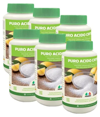 Immagine prodotto di PURO ACIDO CITRICO - Detergente naturale anticalcare, ammorbidente e disincrostante versatile - 1KGx6Pz