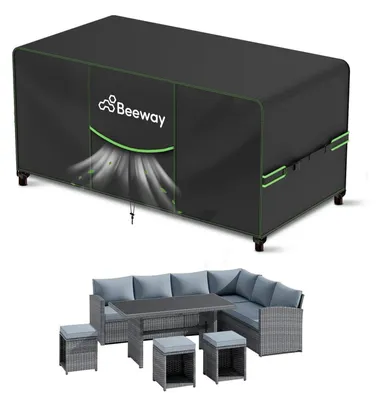 Produktbild von Gartenmöbel Abdeckung Wasserdicht 242x182x102cm, Schutzhülle Abdeckplane 420D Oxford, Anti-UV, Winterfest Schwarz