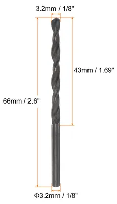 Produktbild von 10 Stš¹ck Jobber-Bohrer 32 mm (1/8") Nitridbeschichtetes Hochgeschwindigkeitsstahl (HSS) 4241 Spiralbohrer fš¹r Edelstahl Kupfer Aluminiumlegierung Metall Holz Kunststoff Schwarz