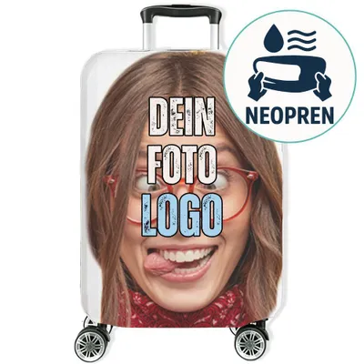 Produktbild von Personalisierbare Kofferhülle 23–26 Zoll Neopren, elastisch & waschbar, Schutzhülle mit Wunsch-Design, Größe M (H56-65 W40-47 D24-28 cm) [083]