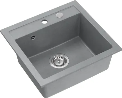 Produktbild von QUADRON Spülbecken 1-Becken Spüle | Größe: 47 x 50 x 18,5 cm | JOHNNY 110 | Küchenspüle Granitspüle aus GraniteQ mit Siphon | Grau & Stahl