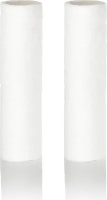 Two white cylindrical filter cartridges are shown standing upright against a white background.