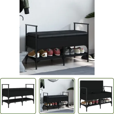 Obrázek produktu pro The Living Store Lavice na boty černá 85,5x42x57,5 cm Materiál na bázi dřeva